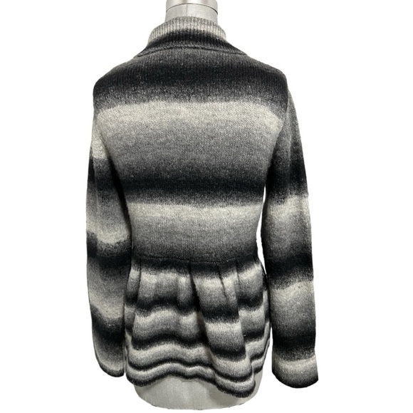 My Tribe Black & Gray Striped Long Sleeve Wool Blend Cardigan Size M - Picture 3 of 8